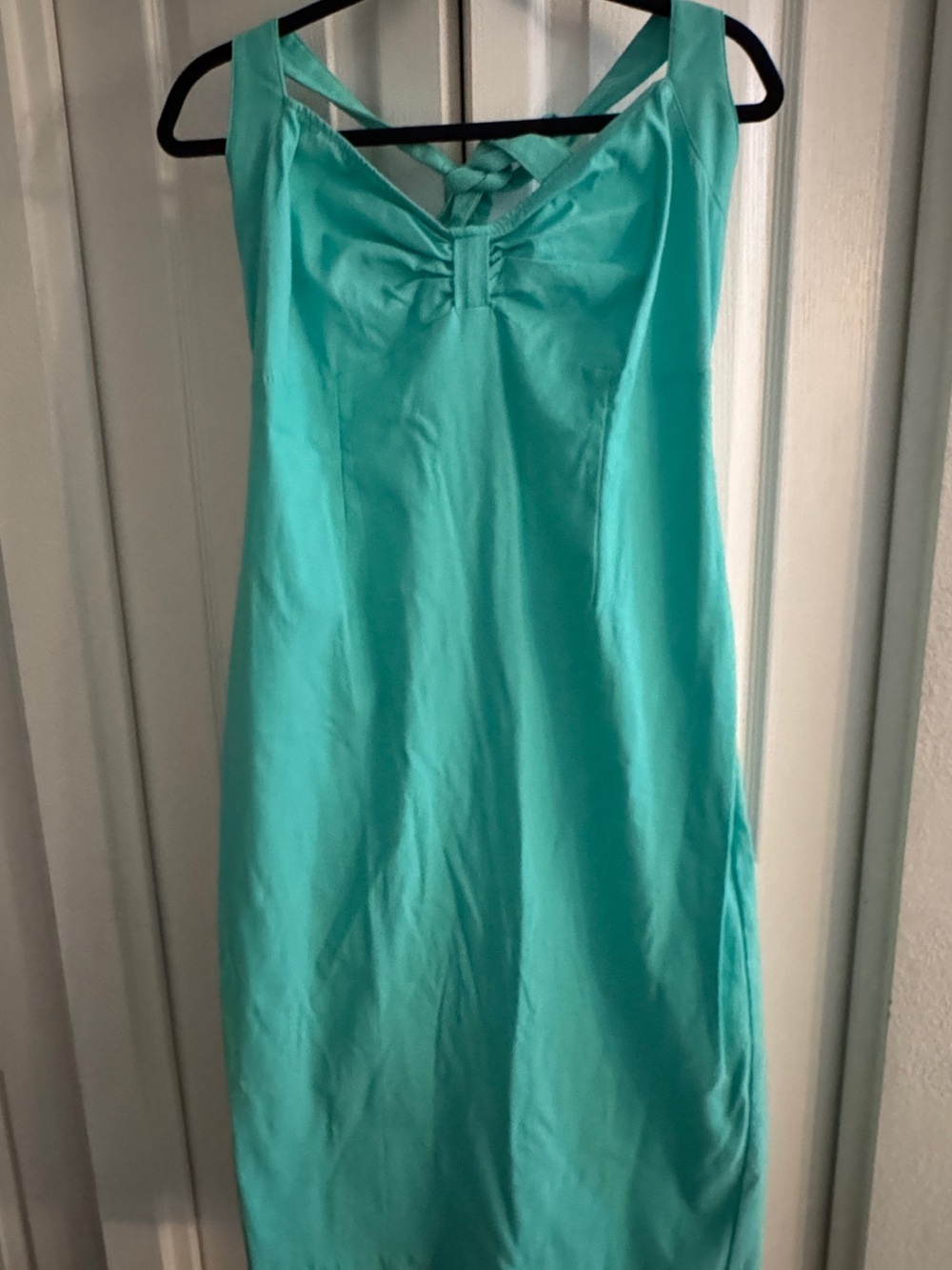EUC Sz 2X Pinup Couture Aqua Halter Wiggle Dress (No Belt)